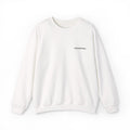 Minimalist White Crewneck Sweatshirt — Tiny 'NOTHINGHAPPENS.' Chest Print