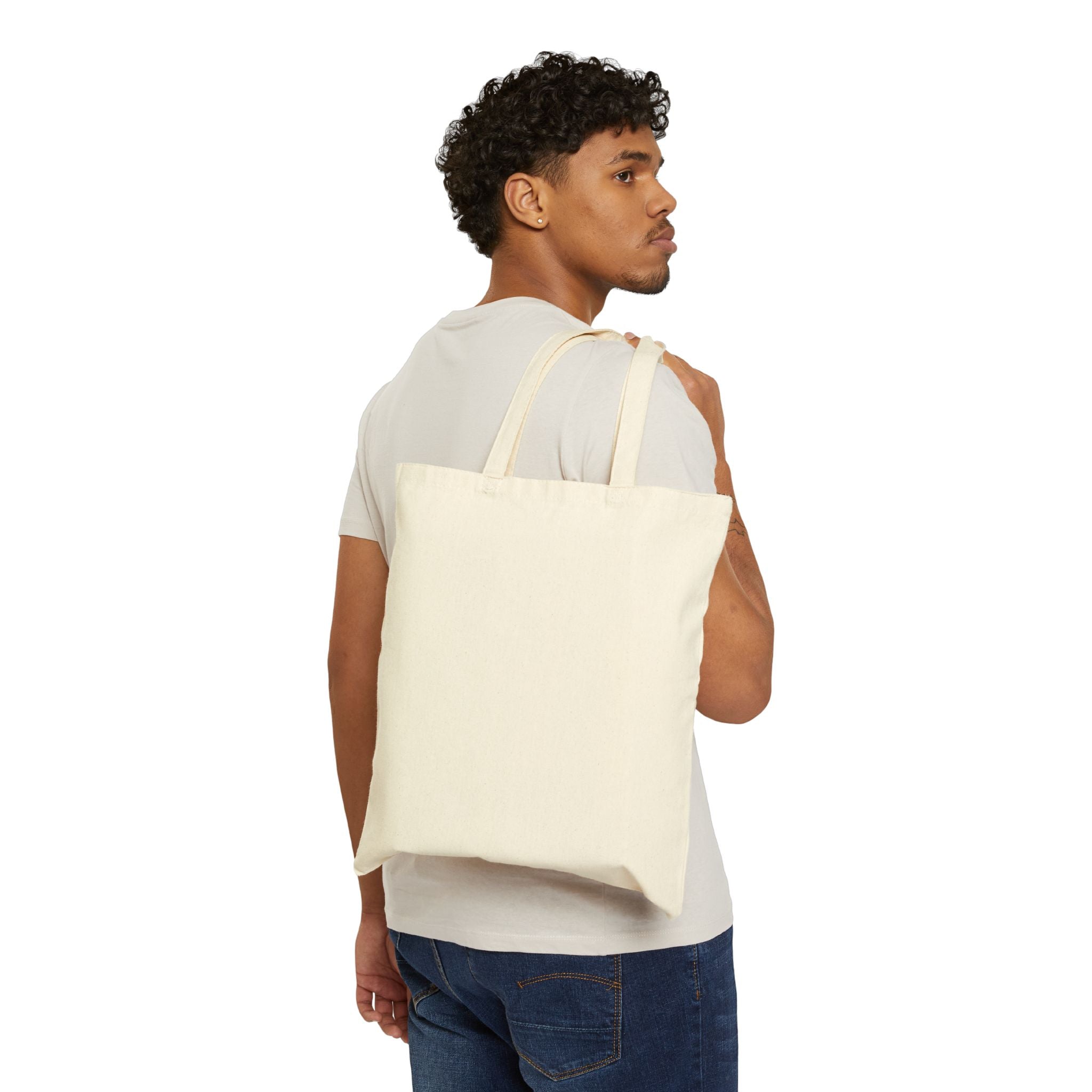 Canvas Tote Bag with Minimal Monogram Logo – Neutral Everyday Shopper